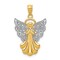 14K Gold & White Gold Filigree Angel Pendant Charm Jewelry 28 x 18 mm